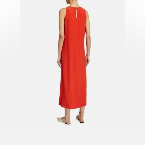 Eileen Fisher Round Neck Tencel & Viscose Crepe Front Slit Maxi Dress - Picture 2 of 8